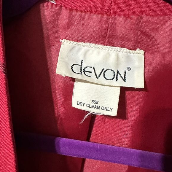 Devon Vintage Blazer Jacket Women’s Size 10 Red Windowpane Plaid Open 70s 80s - Picture 7 of 9